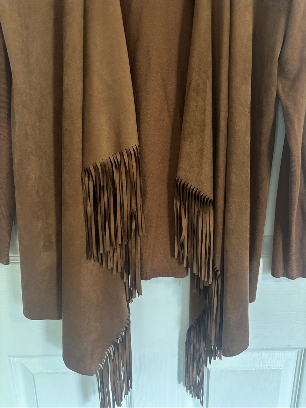 INC International Concepts Rust Brown Fringe Open-Front Cardigan - Picture 3 of 9